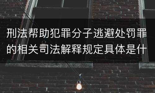 刑法帮助犯罪分子逃避处罚罪的相关司法解释规定具体是什么内容