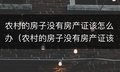 农村的房子没有房产证该怎么办（农村的房子没有房产证该怎么办呢）