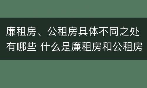 廉租房、公租房具体不同之处有哪些 什么是廉租房和公租房两个有什么特点