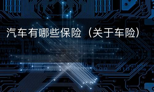 汽车有哪些保险（关于车险）