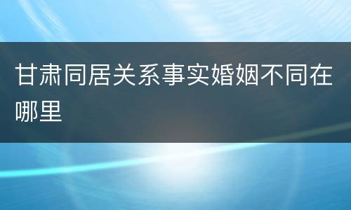 甘肃同居关系事实婚姻不同在哪里