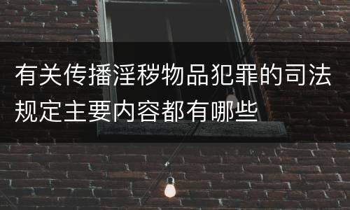 有关传播淫秽物品犯罪的司法规定主要内容都有哪些