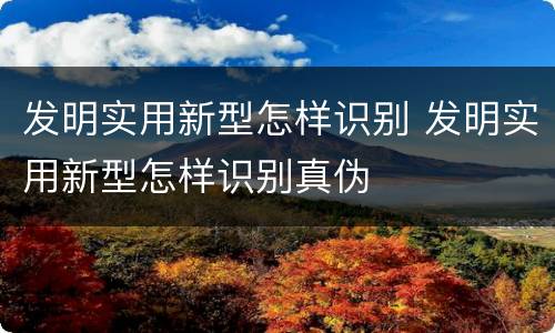 发明实用新型怎样识别 发明实用新型怎样识别真伪