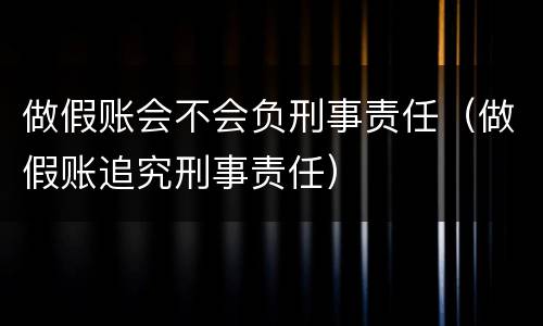 做假账会不会负刑事责任（做假账追究刑事责任）