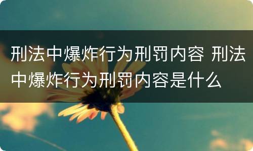 刑法中爆炸行为刑罚内容 刑法中爆炸行为刑罚内容是什么
