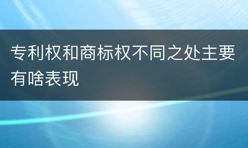 专利权和商标权不同之处主要有啥表现