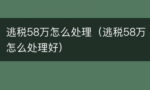 逃税58万怎么处理（逃税58万怎么处理好）