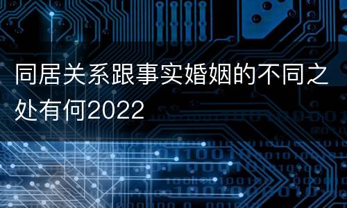 同居关系跟事实婚姻的不同之处有何2022