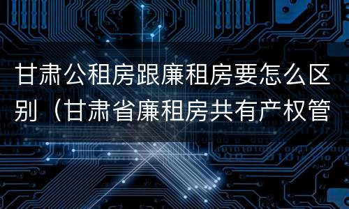 甘肃公租房跟廉租房要怎么区别（甘肃省廉租房共有产权管理办法）
