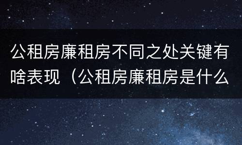 公租房廉租房不同之处关键有啥表现（公租房廉租房是什么）