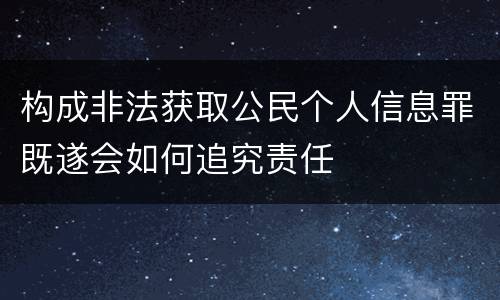 构成非法获取公民个人信息罪既遂会如何追究责任