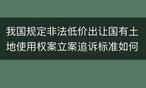 我国规定非法低价出让国有土地使用权案立案追诉标准如何认定