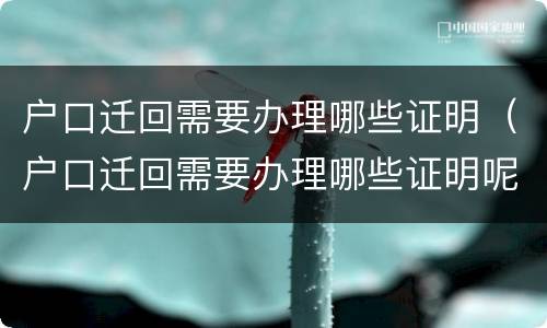 户口迁回需要办理哪些证明（户口迁回需要办理哪些证明呢）