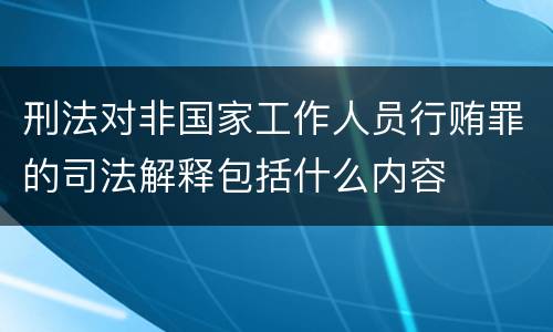 刑法对非国家工作人员行贿罪的司法解释包括什么内容
