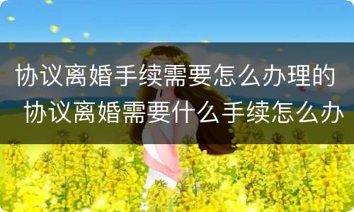 协议离婚手续需要怎么办理的 协议离婚需要什么手续怎么办