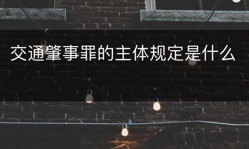 交通肇事罪的主体规定是什么