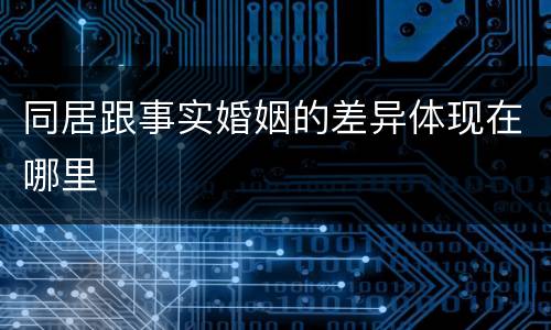 同居跟事实婚姻的差异体现在哪里