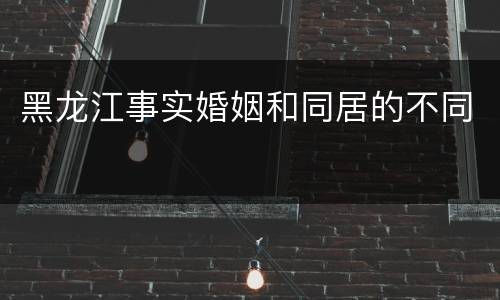 黑龙江事实婚姻和同居的不同