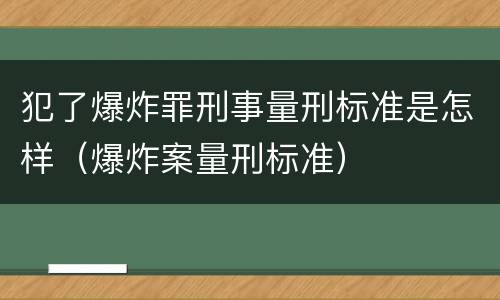 犯了爆炸罪刑事量刑标准是怎样（爆炸案量刑标准）