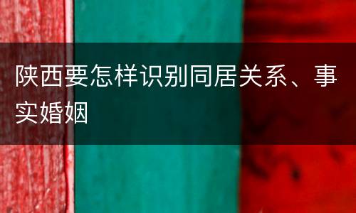 陕西要怎样识别同居关系、事实婚姻