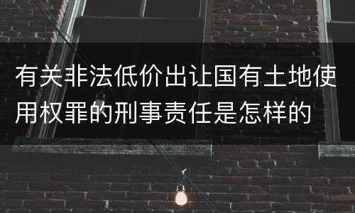 有关非法低价出让国有土地使用权罪的刑事责任是怎样的