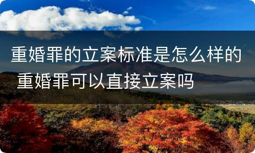 重婚罪的立案标准是怎么样的 重婚罪可以直接立案吗