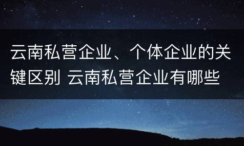 云南私营企业、个体企业的关键区别 云南私营企业有哪些