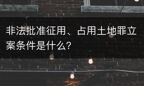 非法批准征用、占用土地罪立案条件是什么？