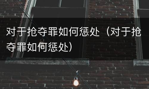 对于抢夺罪如何惩处（对于抢夺罪如何惩处）