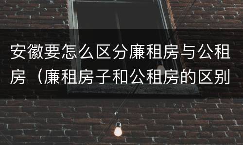 安徽要怎么区分廉租房与公租房（廉租房子和公租房的区别）
