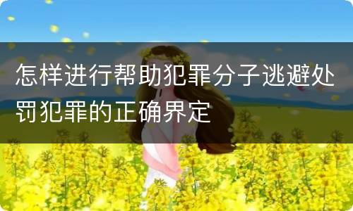 怎样进行帮助犯罪分子逃避处罚犯罪的正确界定