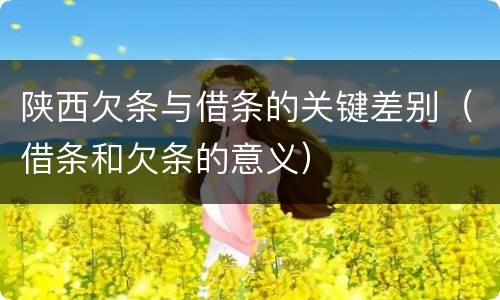 陕西欠条与借条的关键差别（借条和欠条的意义）