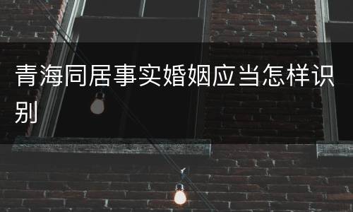 青海同居事实婚姻应当怎样识别