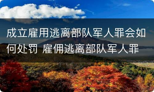 成立雇用逃离部队军人罪会如何处罚 雇佣逃离部队军人罪
