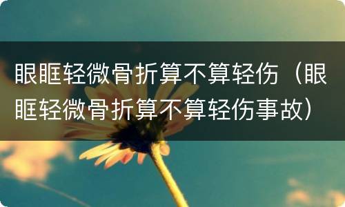 眼眶轻微骨折算不算轻伤（眼眶轻微骨折算不算轻伤事故）