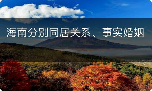 海南分别同居关系、事实婚姻