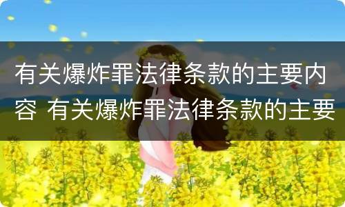有关爆炸罪法律条款的主要内容 有关爆炸罪法律条款的主要内容是什么