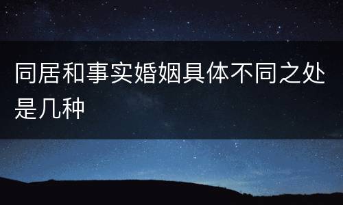 同居和事实婚姻具体不同之处是几种