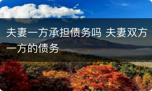 夫妻一方承担债务吗 夫妻双方一方的债务