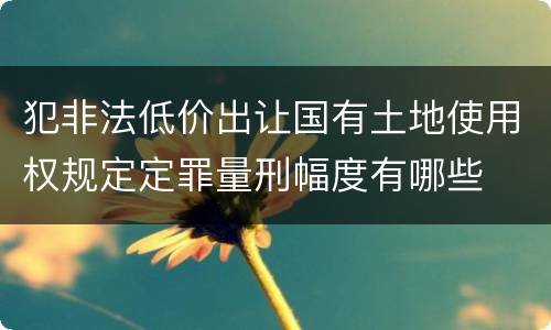 犯非法低价出让国有土地使用权规定定罪量刑幅度有哪些