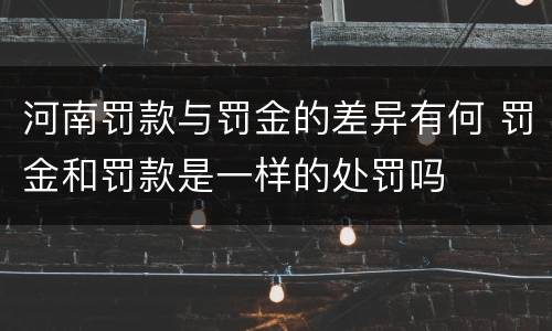 河南罚款与罚金的差异有何 罚金和罚款是一样的处罚吗