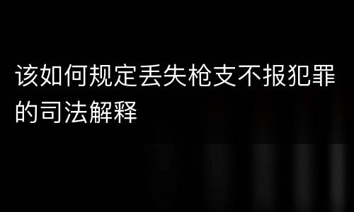 该如何规定丢失枪支不报犯罪的司法解释