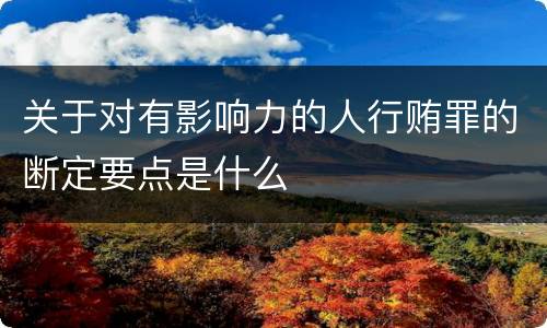 关于对有影响力的人行贿罪的断定要点是什么