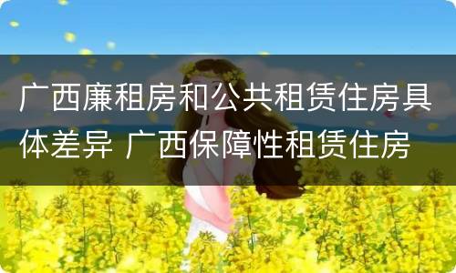 广西廉租房和公共租赁住房具体差异 广西保障性租赁住房