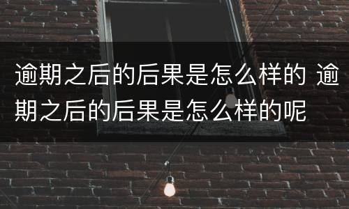 逾期之后的后果是怎么样的 逾期之后的后果是怎么样的呢