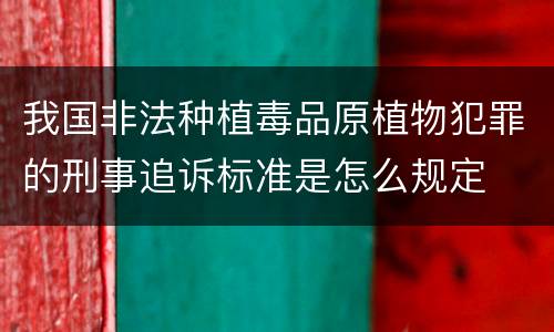 我国非法种植毒品原植物犯罪的刑事追诉标准是怎么规定