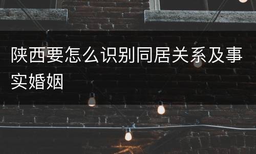 陕西要怎么识别同居关系及事实婚姻