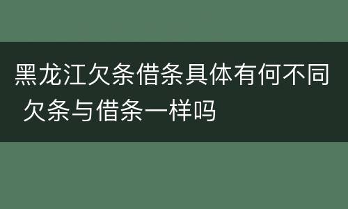 黑龙江欠条借条具体有何不同 欠条与借条一样吗