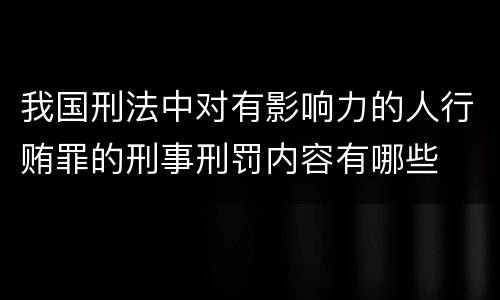 我国刑法中对有影响力的人行贿罪的刑事刑罚内容有哪些