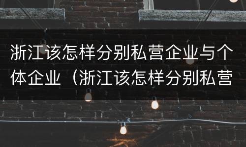 浙江该怎样分别私营企业与个体企业（浙江该怎样分别私营企业与个体企业呢）